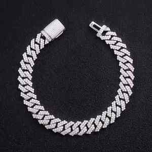 Pulsera de eslabones cubanos de Plata de Ley 925 de alta calidad, Diamante de moissanita de corte redondo a la moda, Idea de regalo Popular de Hip Hop - Product Image 3