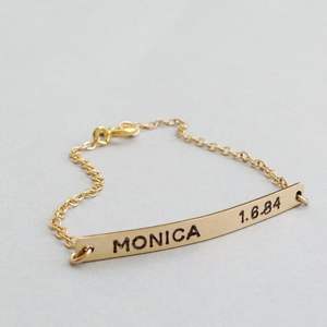 Pulsera de barra de nombre delicado de Plata de Ley 925, pulsera fina personalizada, joyería llamativa - Product Image 2