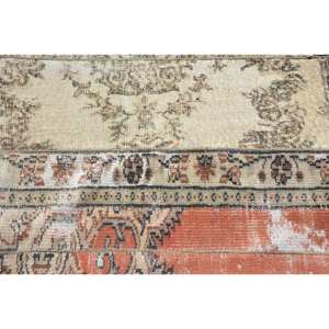 Tapis en laine turque vintage 34x32 pieds, patchwork beige et marron, tissage plat pour les décorations de salon, support en latex - Product Image 5