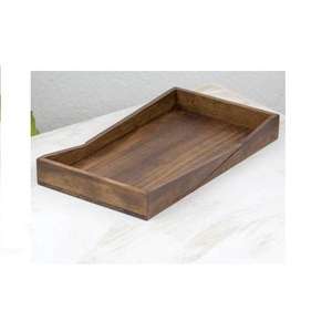 Plateau de service en bois de manguier de qualité supérieure avec design élégant de style diamant Vaisselle artisanale avec poignées intégrées durables pour bureaux - Product Image 2