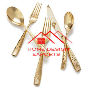 Juego de Cubiertos de Metal con Acabado Dorado, Juego de 5 Piezas con Logotipo Personalizado, Cubiertos de Metal de Alta Venta al por Mayor - Product Image 1