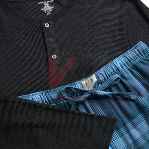 <b>Mens</b> <b>Pyjamas</b> <b>Sets</b> Nightwear PJs with <b>Shorts</b> Soft Cotton Blend Checked Shorty Loungewear <b>Set</b> with Round Neck & <b>Short</b> Sleeve - Product Image 3