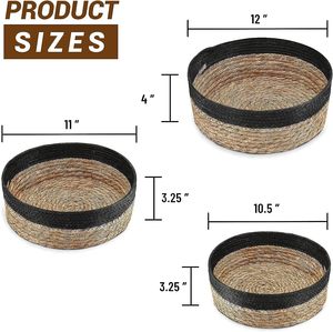 Ensemble de paniers en jonc de mer rond pour organiser un panier de rangement en osier pour les fruits, double comme un panier de service à pain - Product Image 5