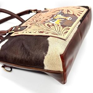 Hot Selling Trending Designer Hand <b>Tooled</b> Cowhide Leather <b>Tote</b> <b>Bag</b> Purse Top Quality Handled Shoulder <b>Bag</b> Rustic Style for Women - Product Image 3