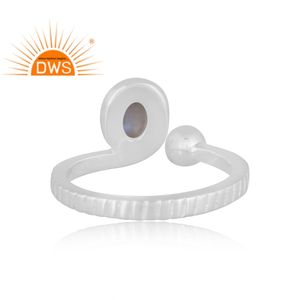 แหวนอัญมณีลาบราดอไรต์ธรรมชาติปรับได้เครื่องประดับเงินแท้ปรับได้สำหรับผู้หญิงของขวัญล่าสุด - Product Image 4