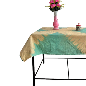 Mantel de Algodón Teñido a Mano con Rayas Boho Verdes y Beige, Decoración para Comedor al Mejor Precio al por Mayor - Product Image 1