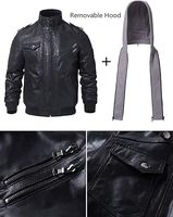 Blouson de motard classique noir en similicuir pour homme, coupe ajustée, épaules matelassées, fermeture éclair frontale, col montant – Nouvelle collection très demandée