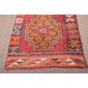 Tapis turc 3x10,2 pieds, tapis Herki vintage, tapis persan en laine rouge - Product Image 5