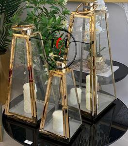 Vaisselle de conception unique de lanterne de plancher de finition dorée élégante de vente chaude pour des parties décoratives de festival de Ramadan Eid Hajj - Product Image 5