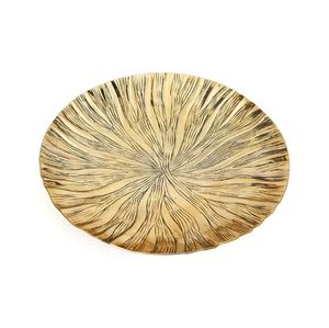 Wholesale <b>Large</b> round Fancy Metal Gold Plated Serving Platter Classic INS Design with Classic Engraving Steel Stand Party Dishes - Product Image 3