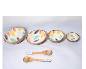 100% Natural Wooden Salad Bowl or Dinnerware Bowl With Server Latest Kitchen Hotel Home Restaurant Wholesale <b>Price</b> Bowl - Product Image 5