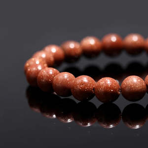 Bracelet en pierre de soleil orange 100% naturelle, boule ronde de 8 mm, 7 pouces, pour cadeau - Product Image 2
