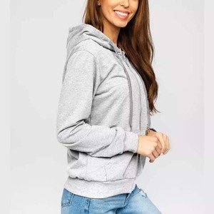 Sudaderas con Capucha al por Mayor, Chándal para Mujer, Sudadera con Logotipo Personalizado, Bordado, Impresión, Color Gris, Sudadera con Cremallera para Mujer - Product Image 6