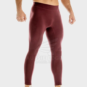 Pantalons de compression pour hommes personnalisables de haute qualité, séchage rapide, respirants, tissu polyester, taille élastique, leggings pleine longueur - Product Image 6