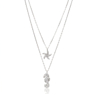 Collier multicouche en forme de hippocampe et d'étoile, en argent Sterling 925, fait à la main, pour femmes, vente en gros - Product Image 3