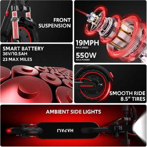 Trottinette électrique pour adultes, pneus mi-range mph, suspension avant double, pliable, éclairage latéral intégré - Product Image 3