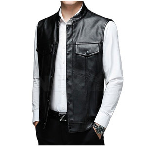 Chaleco de cuero para hombre de talla grande al por mayor, chaleco de cuero para hombre para uso en exteriores, chaleco de cuero ligero para hombre - Product Image 2