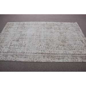 พรมวินเทจขนาด 4.8x7.9 ฟุต สีขาว พรมขนสัตว์โมร็อกโกตุรกี - Product Image 3