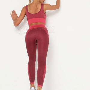 Active Wear Women's <b>Yoga</b> <b>Set</b> Solid Front Logo Breathable Seamless Fitness Wear High Quality 2-Piece <b>Set</b> - Product Image 5