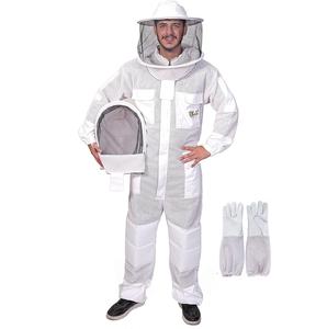 Traje de abeja de 3 capas con velo de esgrima y un par de guantes Traje de apicultura ventilado a prueba de picaduras para apicultores - Product Image 1
