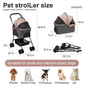 Poussette ultra légère pour animaux de compagnie TH-PPS-189 avec doublure amovible Rangement facile Pli et apparence élégante Conception personnalisée - Product Image 6