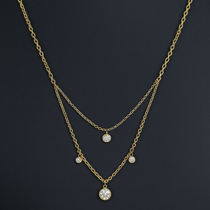 Bijoux à pendentif avec logo personnalisé collier à plusieurs niveaux de pierre de zircon pour femmes en vrac - Product Image 5