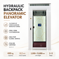 Ascenseur hydraulique pour maison, moderne, sur mesure, luxueux, panoramique, en verre, pour villa, 2 à 3 étages, 2 à 5 personnes
