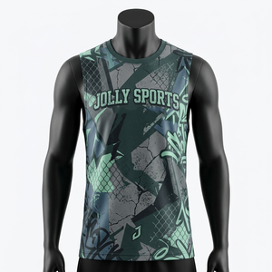 เสื้อยืดแขนกุด พรีเมียม โพลีเอสเตอร์ สีเขียวดำ ลายกราฟิกสตรีท โลโก้สั่งทำ เสื้อยืดผ้าฝ้าย 100% สำหรับผู้ชาย ทรงหลวม พิมพ์ลาย - Product Image 4