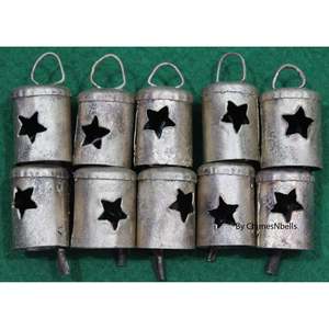 Set of 100 Rustic Iron Metal Tin Vintage <b>Bells</b> 2.5 Height with Star and Heart Cutout <b>Chimes</b> Tin Craft Supplies - Product Image 4