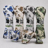 Housse de tête de club de golf personnalisée en cuir PU camouflage, collection Driver, Fairway, Hybride, motif brodé 3D, accessoires de golf