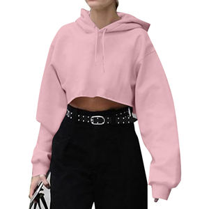 Top corto con hombros caídos clásico, sudaderas con capucha para mujer, Top corto transpirable de ajuste suave, sudaderas con capucha para mujer, ropa de calle atractiva - Product Image 1