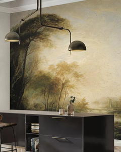 Peinture à l'huile personnalisée peinte à <span class=keywords><strong>la</strong></span> main d'une scène de <span class=keywords><strong>forêt</strong></span> <span class=keywords><strong>lointaine</strong></span>, à utiliser comme papier peint ou revêtement mural pour le canapé du salon - Product Image 4