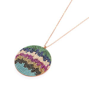 Colgante de diseño de piedra mixta minimalista, joyería de plata de ley 925 hecha a mano a la moda en Turquía, nuevo diseño para mujer, venta al por mayor - Product Image 2