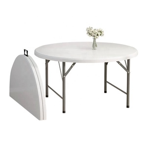 Mesas plegables redondas de HDPE de alta calidad <span class=keywords><strong>para</strong></span> restaurante, cena, evento, fiesta, matrimonio, mesa plegable de plástico portátil redonda blanca - Product Image 4