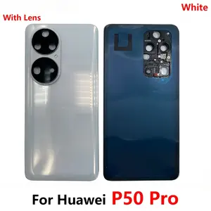 NOUVEAU Pour <span class=keywords><strong>Huawei</strong></span> P50 <span class=keywords><strong>Pro</strong></span> Couvercle de batterie arrière Boîtier en verre Porte arrière avec cadre Objectif de caméra de remplacement LOGO avec adhésif - Product Image 3