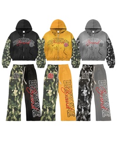 Vente en gros de streetwear, survêtement à la mode, pantalon de jogging à capuche, ensemble de 2 pièces, impression personnalisée, OEM, ODM, approvisionnement direct d'usine - Product Image 1