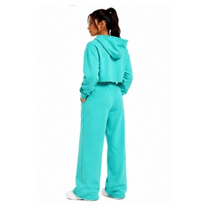 Ensemble de survêtement décontracté pour femme : sweat à capuche court et pantalon de jogging, écologique, séchage rapide, idéal pour le fitness, la gym et le sport - Product Image 2
