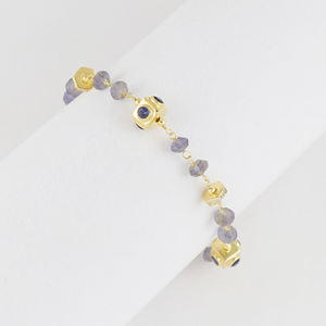 2026 Wholesale Price Woman's Fine Jewelry <b>Bracelet</b> Gold Plated Iolite And Zircon Stone <b>Beads</b> <b>Bracelet</b> - Product Image 2