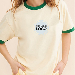 T-shirts en coton de bambou éco-responsables avec étiquette personnalisée, col contrastant, livraison DDP gratuite - Product Image 1