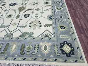 Haute Qualité Traditionnel Oushak Tapis Tricoté À La Main Moderne Coloré Turc Tapis Marine Corail 8x10 Blanc Bleu 9x12 Coton Haut - Product Image 4