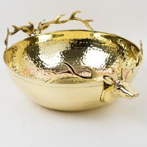 Bol en métal poli de luxe pièce maîtresse décorative en bronze doré pour un usage domestique bols de service polyvalents cadeau de luxe élégant - Product Image 4