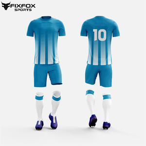 ชุดฟุตบอล FIXFOX SPORTS สำหรับผู้ชาย ชุดทีมแบบกำหนดเอง เสื้อเจอร์ซีย์ลายทางสีน้ำเงิน กางเกงขาสั้น ถุงเท้า รองเท้าสตั๊ด ชุดครบเซ็ต ระบายเหงื่อได้ดี ทรงสปอร์ต เหมาะกับทุกคน - Product Image 2