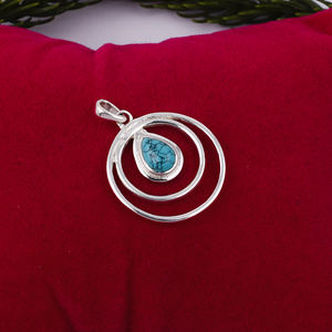 Colgante religioso de Plata de Ley 925 con piedras preciosas turquesas, abalorios de diamantes de estilo clásico, joyería impermeable para mujeres y niñas. - Product Image 2