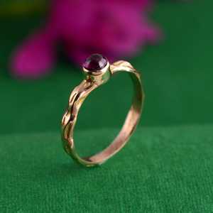 Exclusive DesignerBrass <b>Ring</b> Amethyst Boho Metal <b>Rings</b> Women 18k Gold Plated <b>Dainty</b> Minimalist Bamboo Band Wholesale/OEM/ODM - Product Image 4
