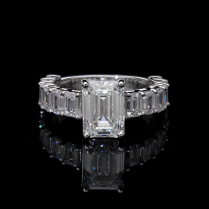 แหวนทอง14K สุดหรูพร้อมศูนย์3ct ตัดเพชรที่ทำจากมรกตและวงนิรันดร์ของห้องปฏิบัติการปลูกเพชร CVD สำหรับงานหมั้นของผู้หญิง - Product Image 2
