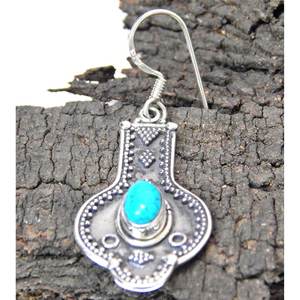 ต่างหูคริสตัลพลอยเทอร์ควอยซ์925เงินแท้หรูหราและหรูหรา - Product Image 2