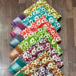 Sari estampado Lilen Tela suave de la mejor calidad Estilo moderno Sari estampado con blusa Fiesta de bodas sin peso y Diwali Adecuado - Product Image 1