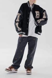 Parches de chenilla personalizados para mujer, Chaqueta estilo Varsity Letterman, ropa de calle Unisex, chaqueta de béisbol Collage Vintage - Product Image 3