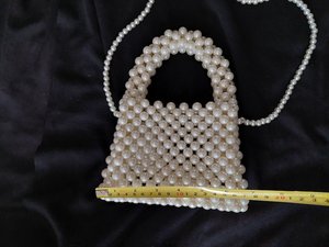 Ivory Pearl Beaded <b>Plastic</b> Hobo <b>Bag</b> Handmade Modern Statement Purse | Elegant Bead Shoulder <b>Bag</b> | Large Wardrobe <b>Storage</b> Handbag - Product Image 2