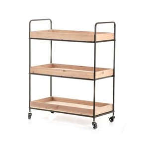 Chariot en métal écologique pour chariot décoratif artisanal avec roues pour l'utilisation de nourriture, de thé, de café ou de fournitures de petit-déjeuner - Product Image 2